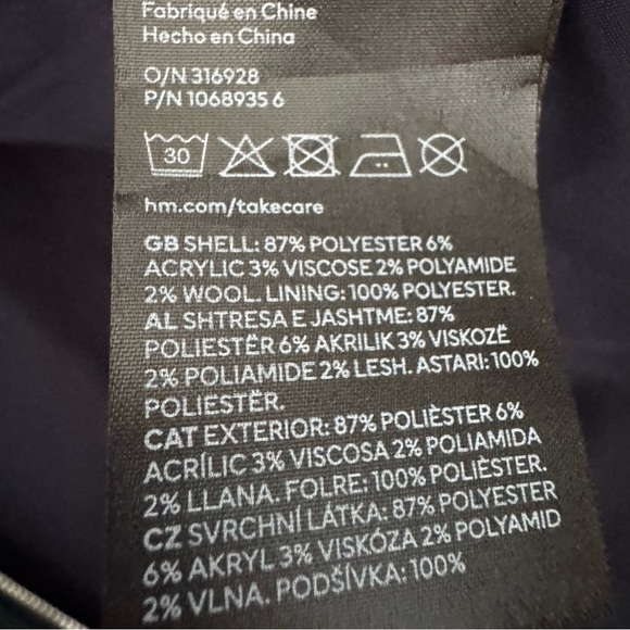 H & M Divided Letterman Varsity Plaid Navy Blue & Green Bomber Jacket Men’s S - Picture 9 of 10